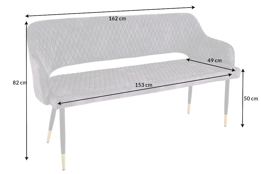 Bank PARIS 160cm samtgrau