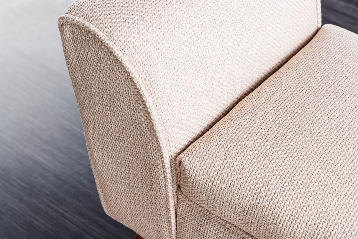 Bench SCARLETT 90cm textured fabric beige in retro style