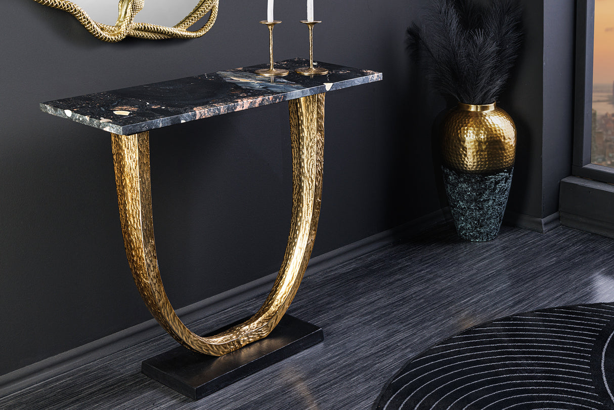 Console OMEGA 80cm marble black w/ golden frame handmade