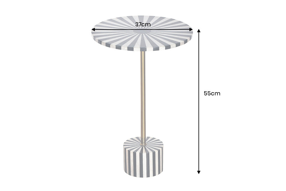 Beistelltisch HARMONY NATURE 55cm schwarz weiß gold