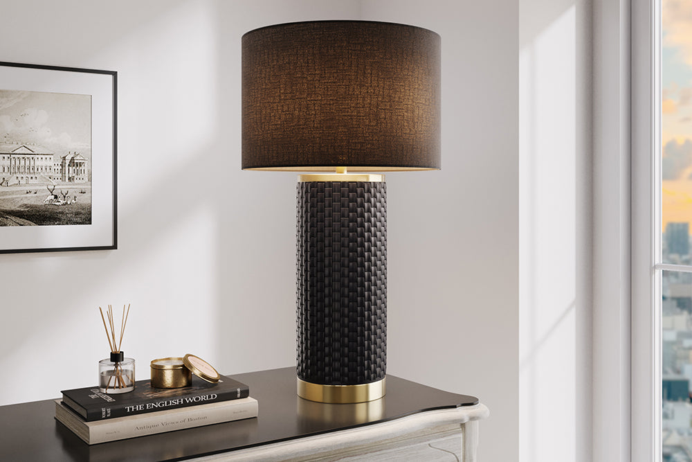 Table Lamp ELEGANCIA 70cm black lampshade ceramic black golden
