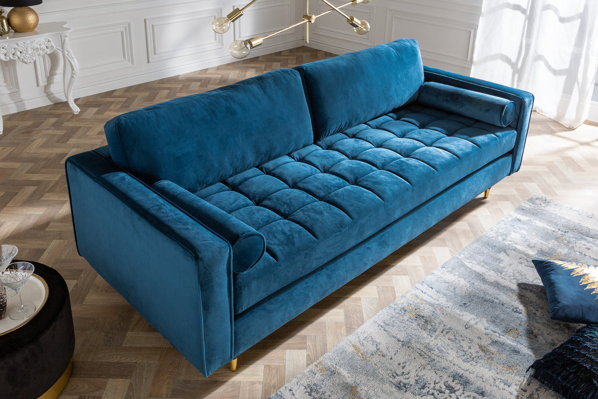 Sofa COZY VELVET 220cm 3-seater velvet teal blue