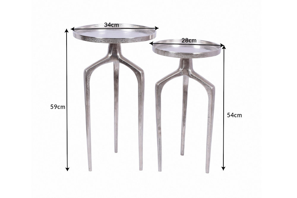 Beistelltisch ABSTRACT 2er Set silber