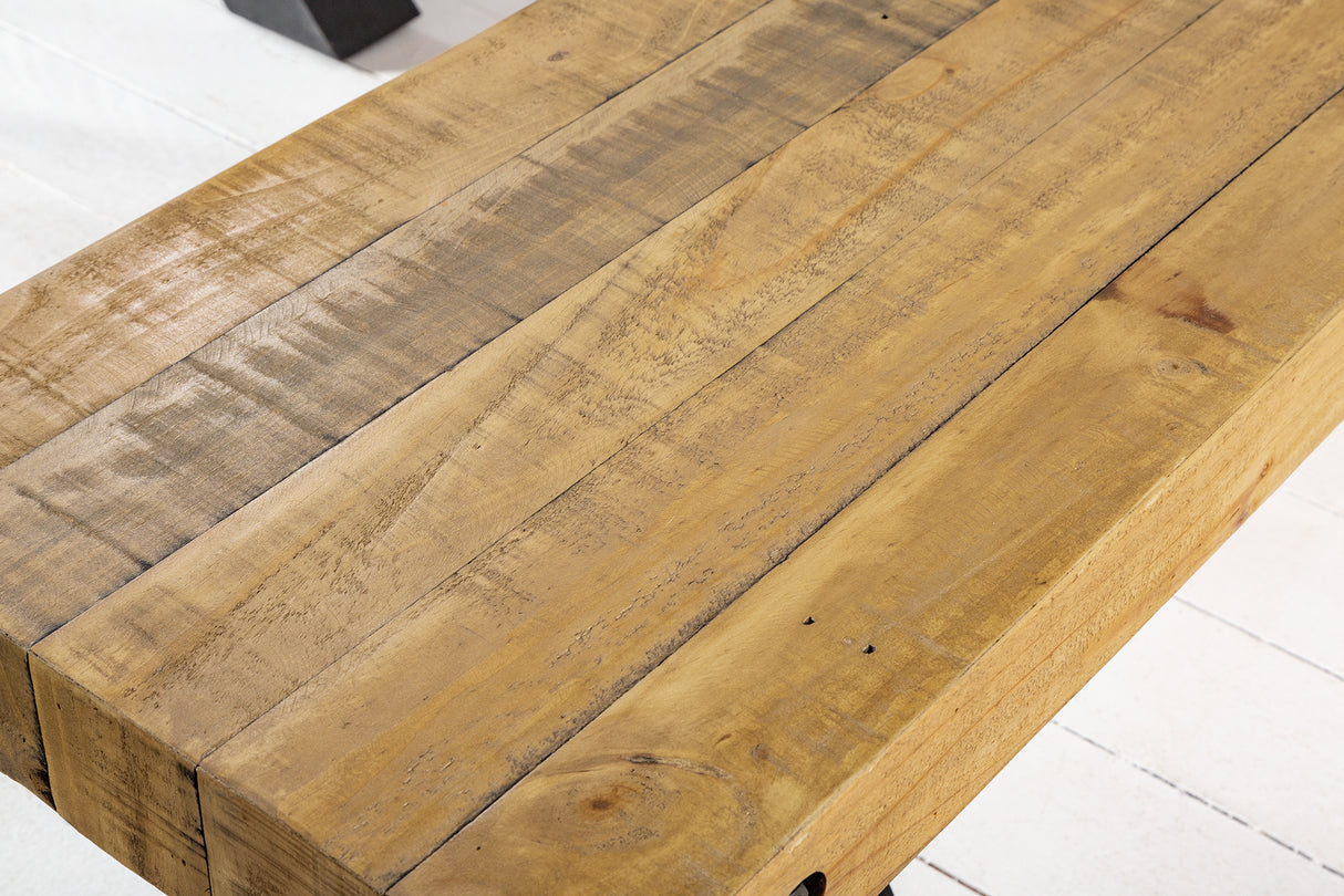 Bench THOR 200cm X-legs pine wood vintage brown