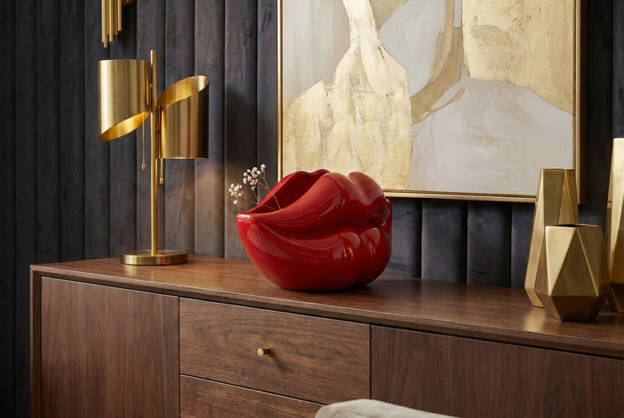 Vase LIP 55cm lips red