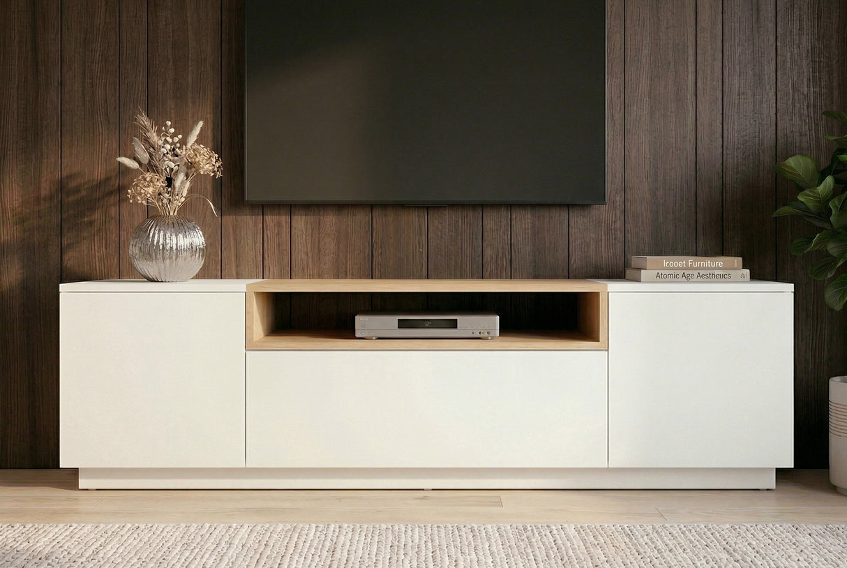 TV-Platte LOFT 160 cm weiß natur