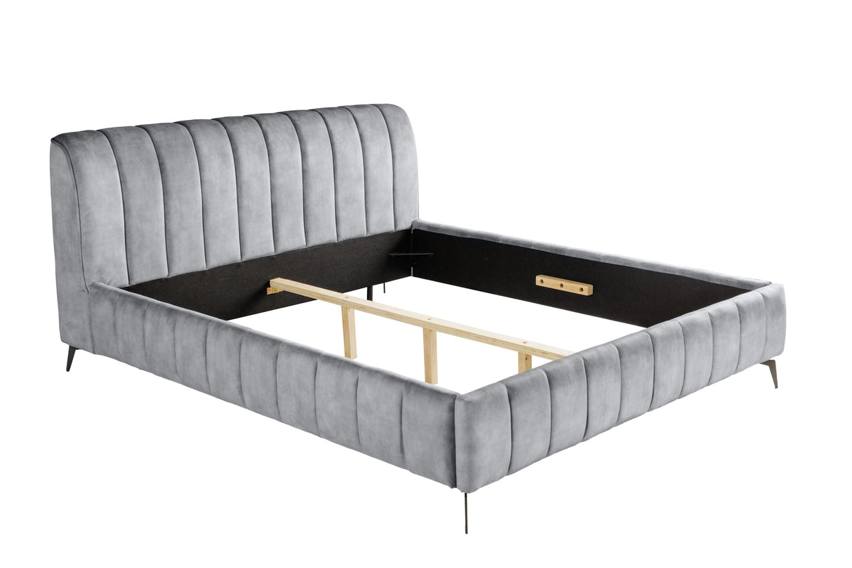 Bed AMSTERDAM 180x200cm velvet grey