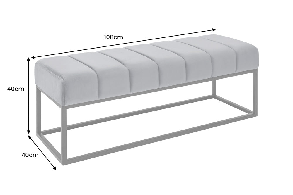Bench PETIT BEAUTE 110cm velvet silver grey