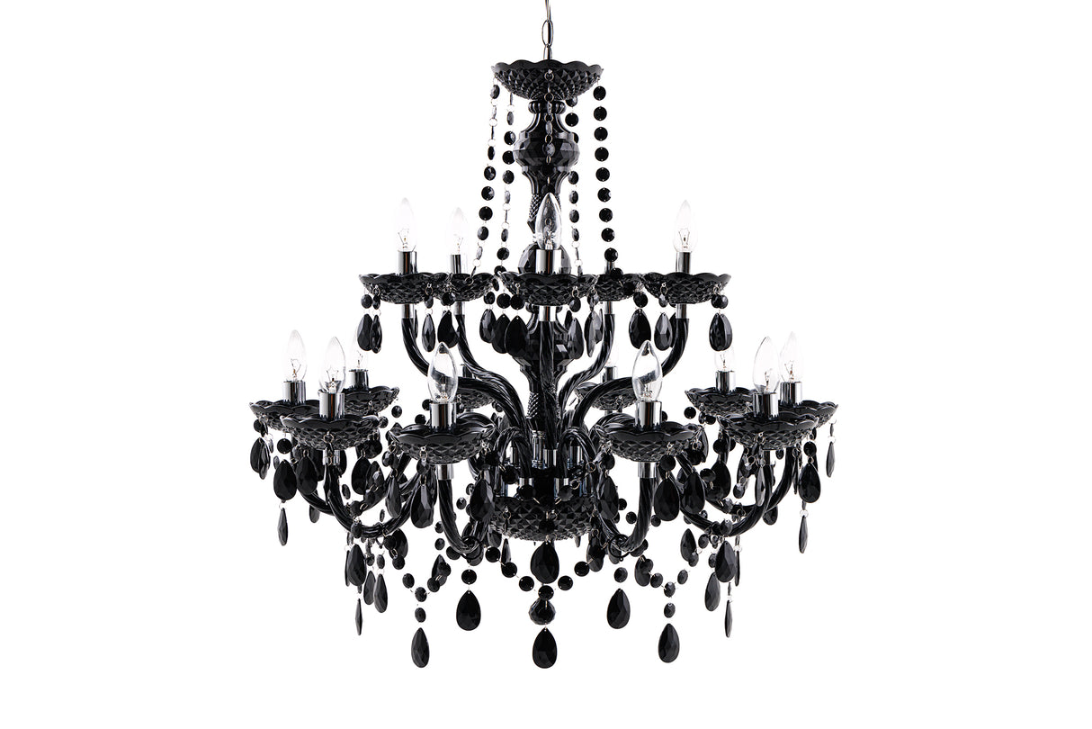 Chandelier DIAMONDS 15-armed black acrylic