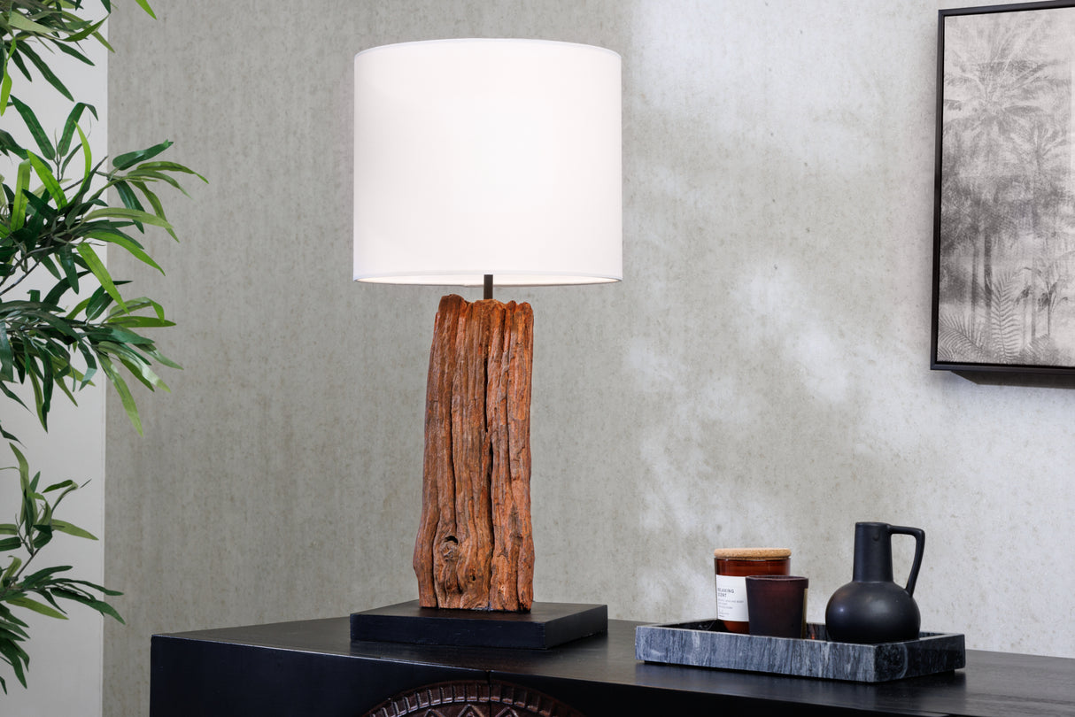 Tischlampe ROUSILIQUE 60cm Treibholz Baumwolllampenschirm