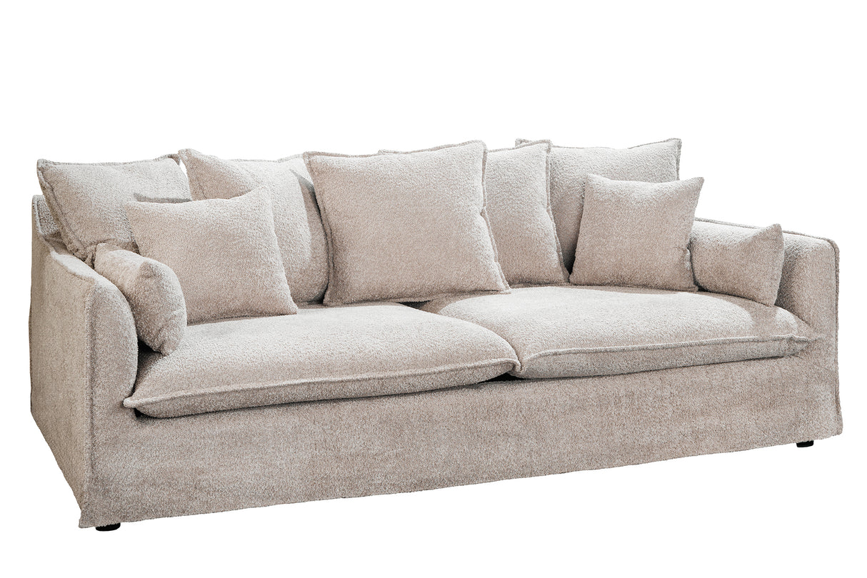 Sofa HEAVEN 200cm 3-Sitzer Federkern abnehmbarer Bezug Bouclé Champagnerbeige