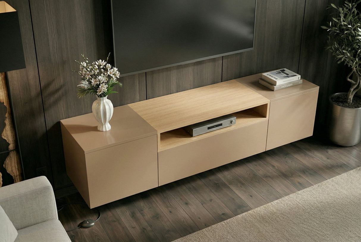 TV-Wand LOFT 160 cm hängend naturgrau