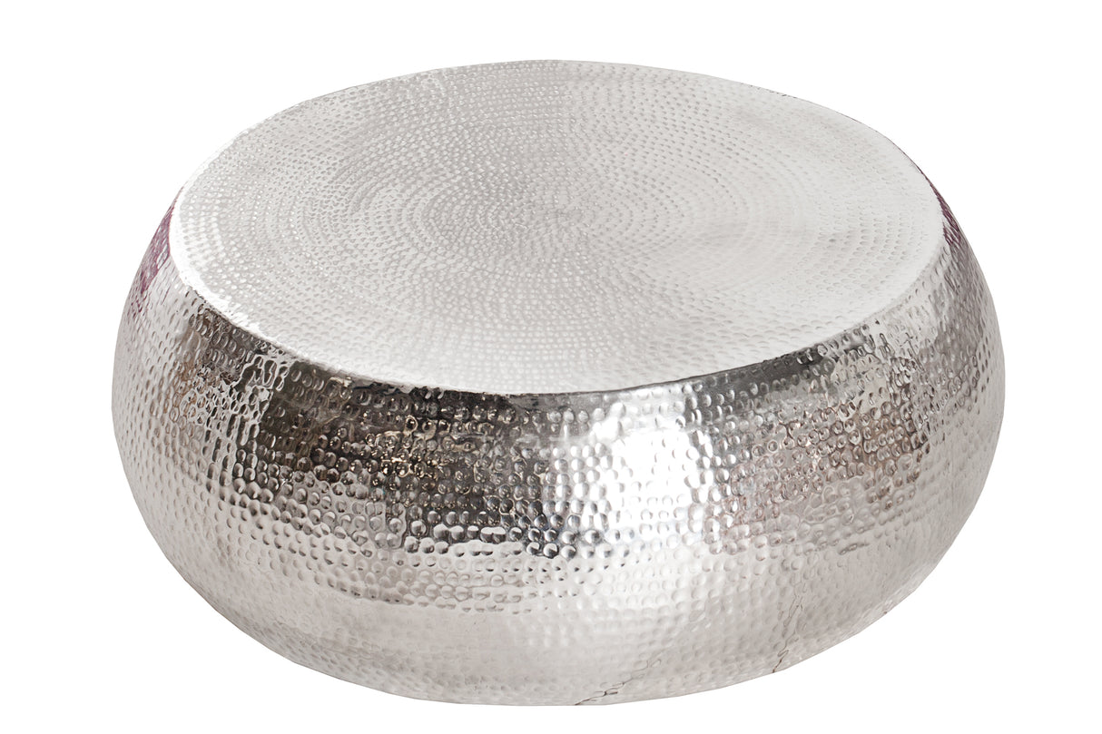 Couchtisch ORIENT 80cm mit Hammerschlageffekt silber