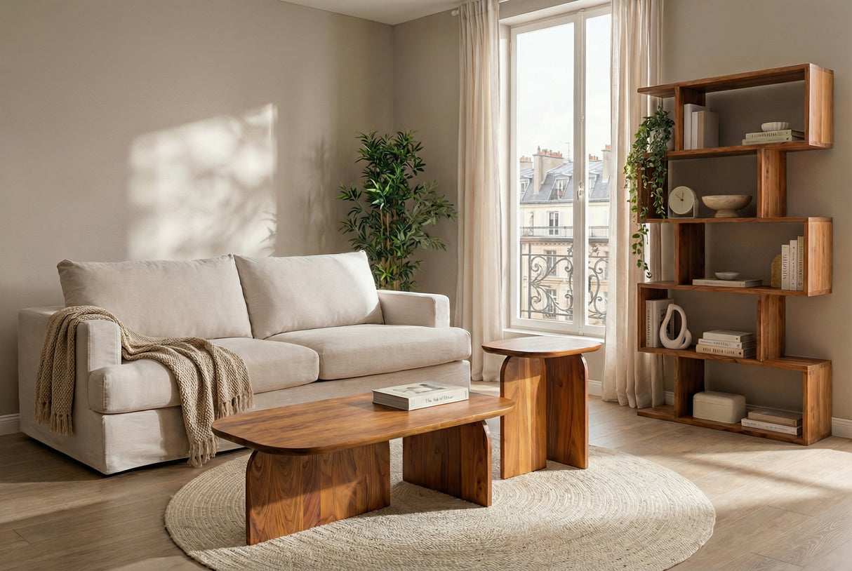 Coffee table GATSBY Set of 2 acacia wood natural