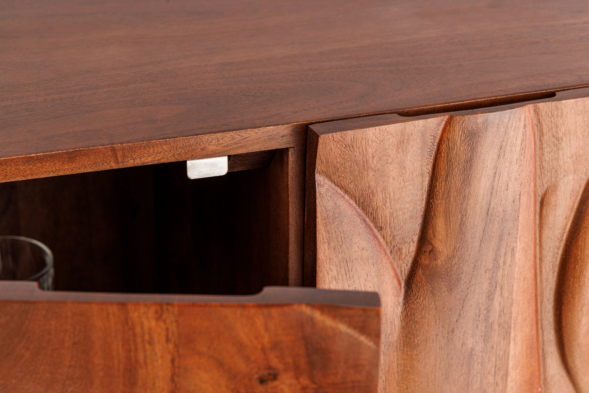 Highboard FLUID 120cm 3D acacia wood walnut brown