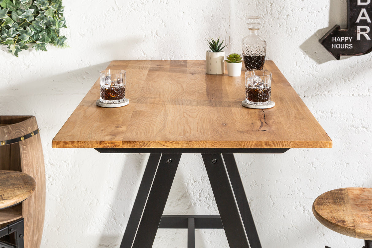 Bar bistro table CASTLE 120cm wild oak natural in industrial style