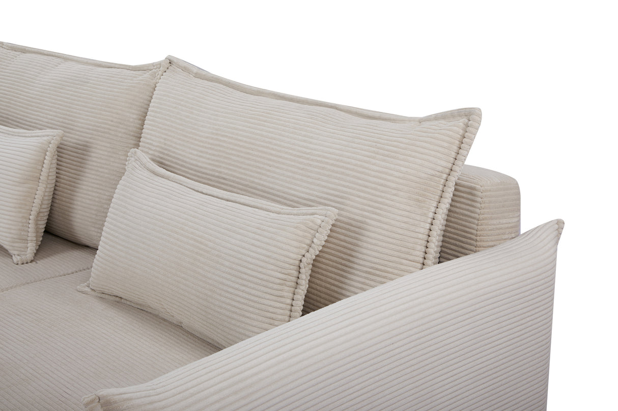 Sofa bed APARTMENT 215cm 3-seater cord beiger