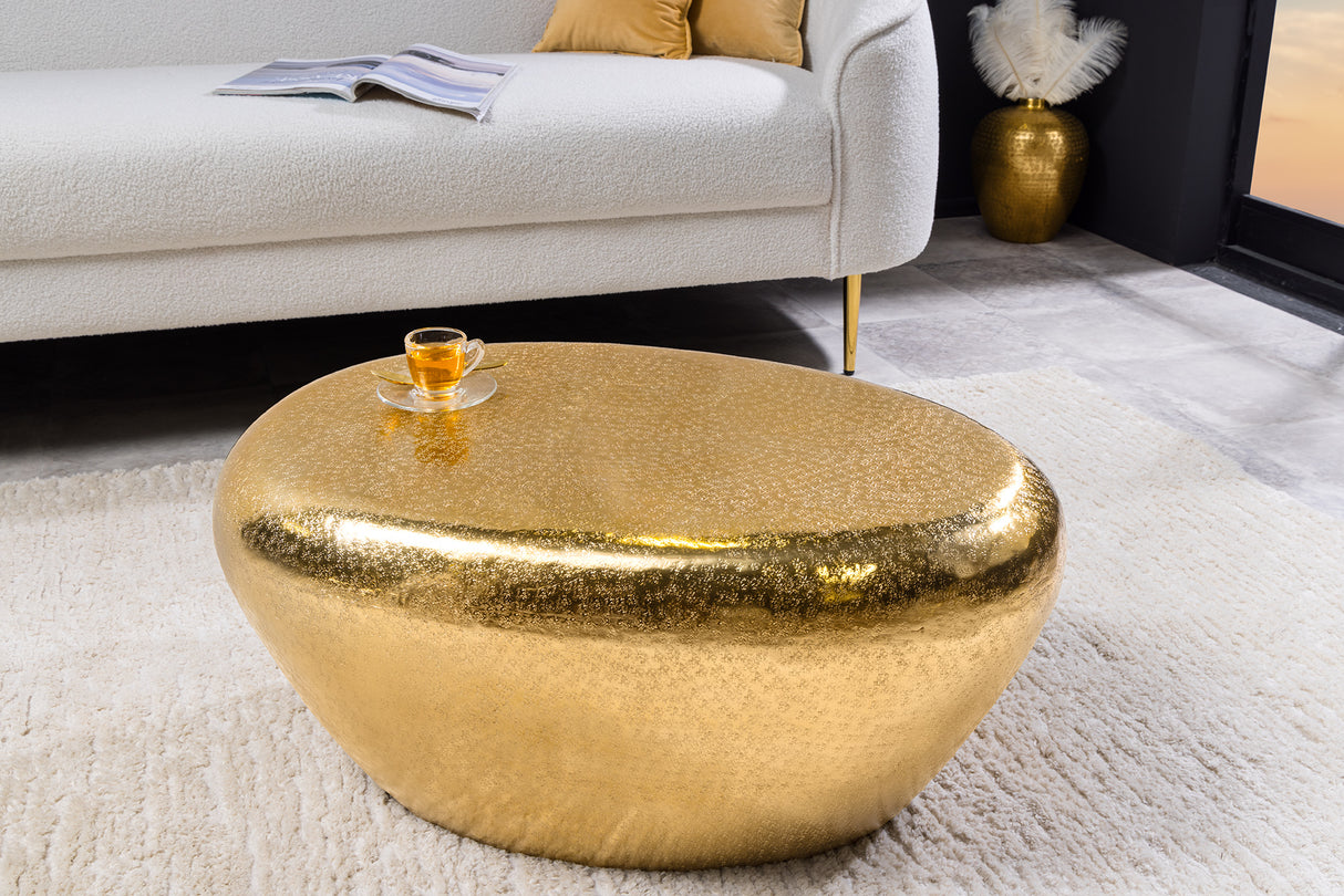 Couchtisch STONE 75cm Hammerschlageffekt gold