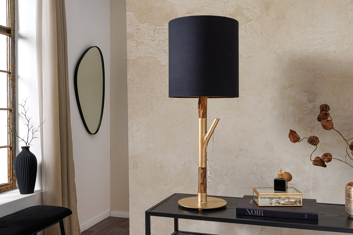 Table lamp JEWELRY 75cm sustained frame natural gold lampshade black