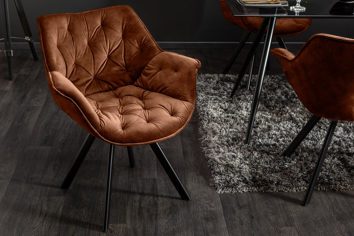 Drehstuhl THE DUTCH COMFORT 180° drehbar mit Armlehnen Samt rostbraun
