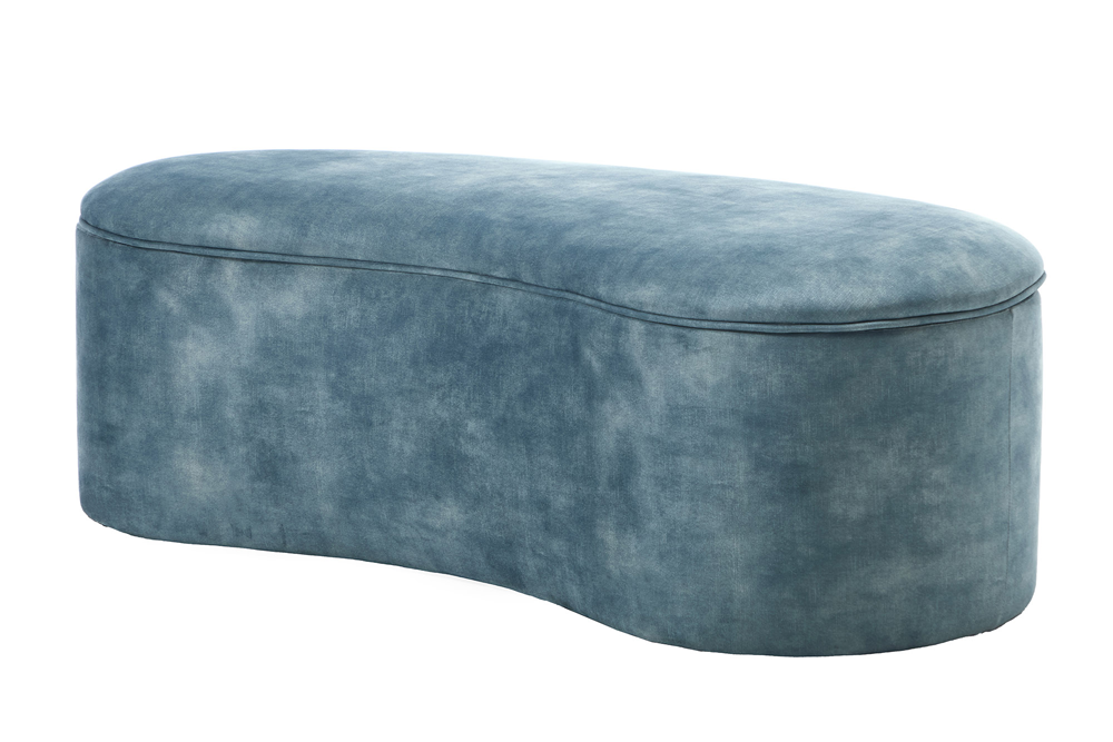 Bench chest ELEMENTAL 120cm upholstered w/ storage space velvet petrol