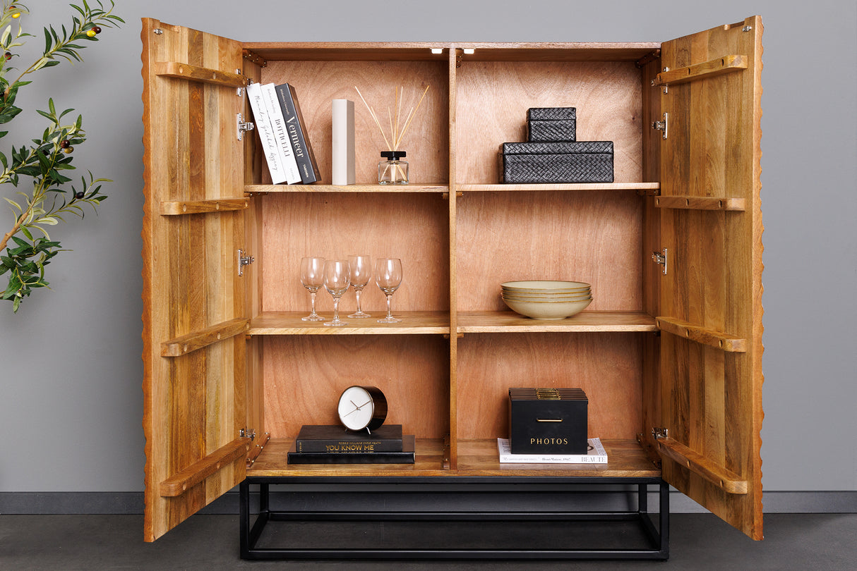 Highboard LINE ART 120cm 3D mango wood brown black