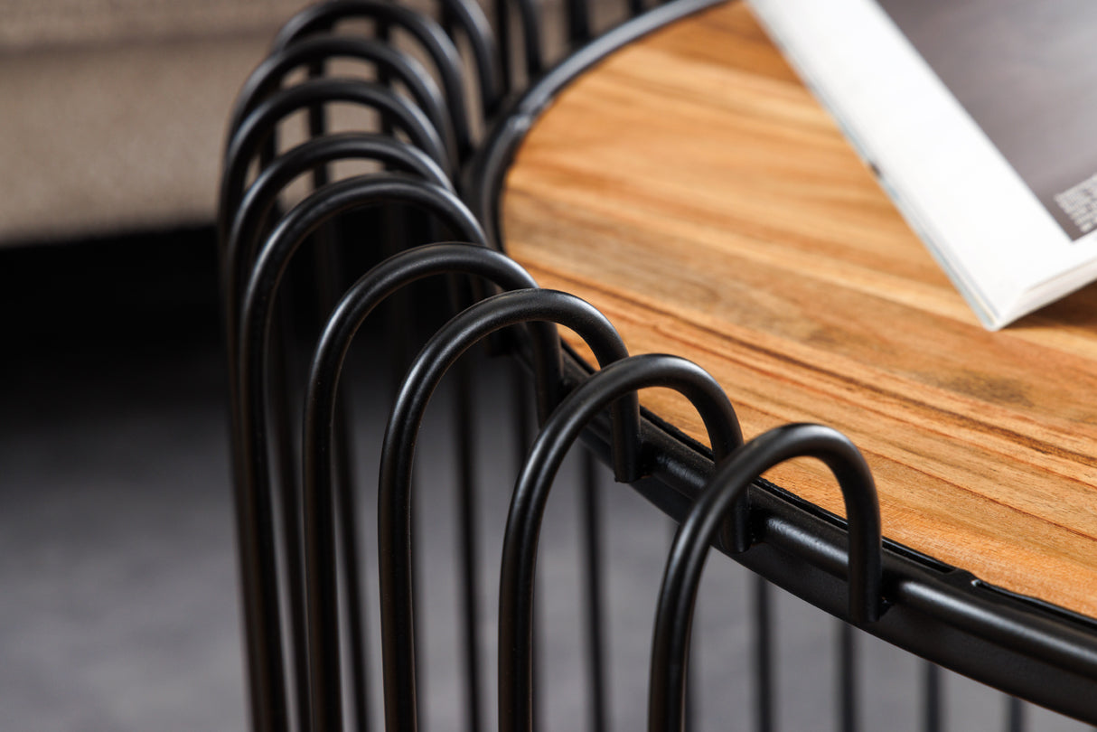 Couchtisch TRUE ELEMENTS 70cm Gestell schwarz Akazienholz natur