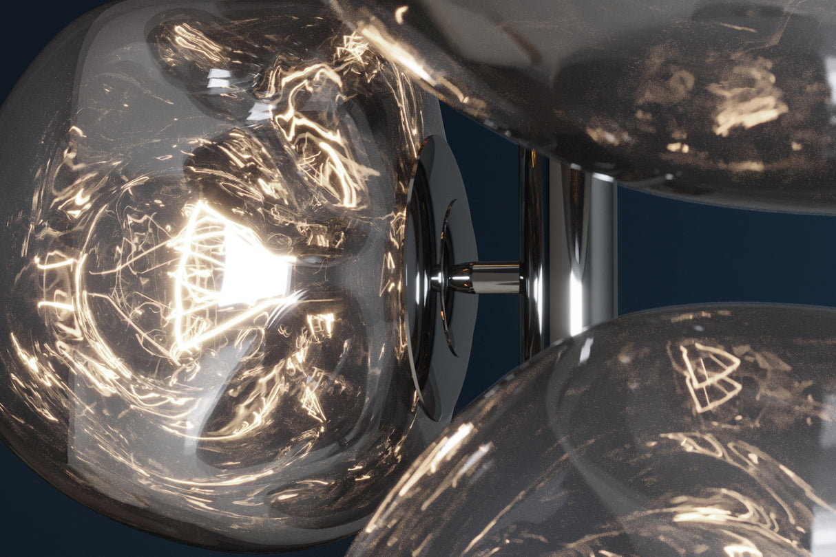 Stehleuchte LIQUID DIAMOND 170cm 7 Glasschirme grau Rauchoptik