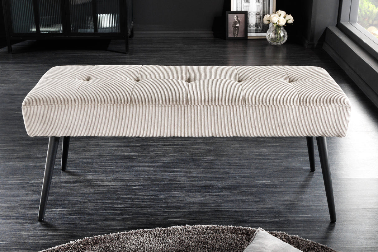 Bank BOUTIQUE 100cm Cord hellgrau