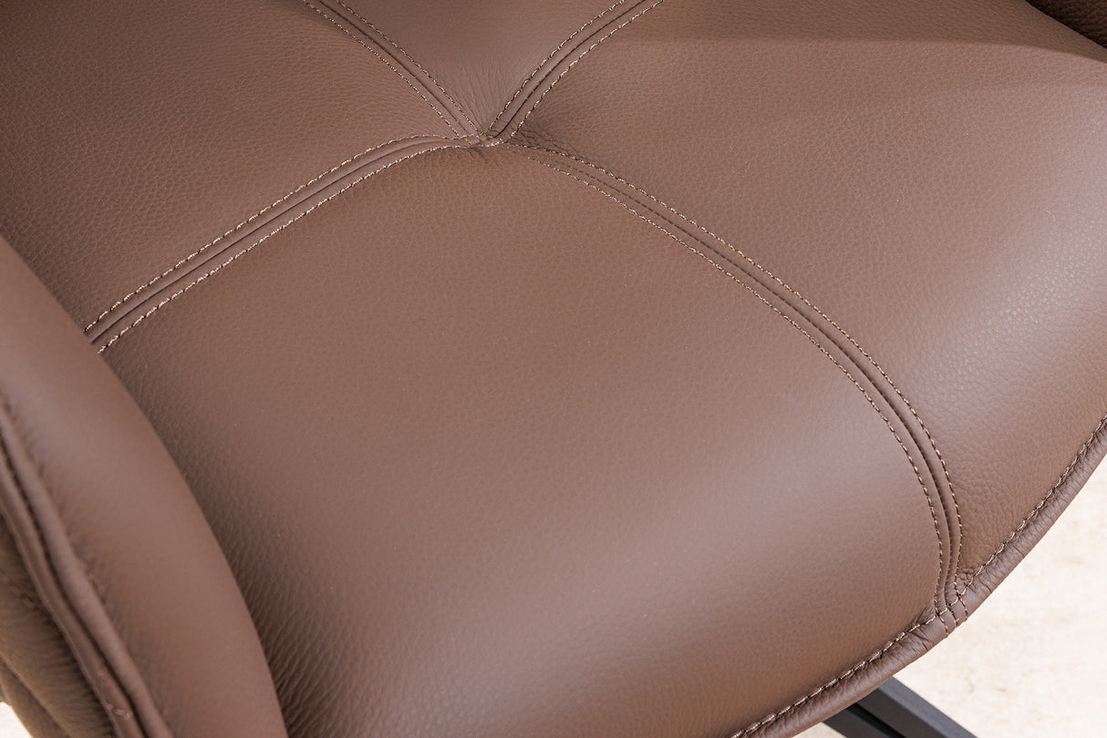 Drehstuhl EUPHORIA drehbar 180° mit Armlehnen Leder braun