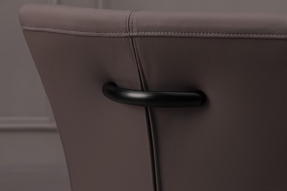 Freischwinger SAMSON Echtleder taupe grau mit schwarzem Griff