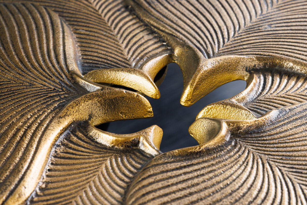 Coffee table GINKGO LEAVES 55cm gold with black legs