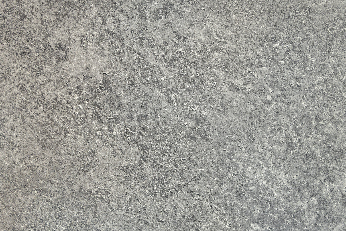 Dining table HELIX 120cm round grey stone look w/ black metal frame