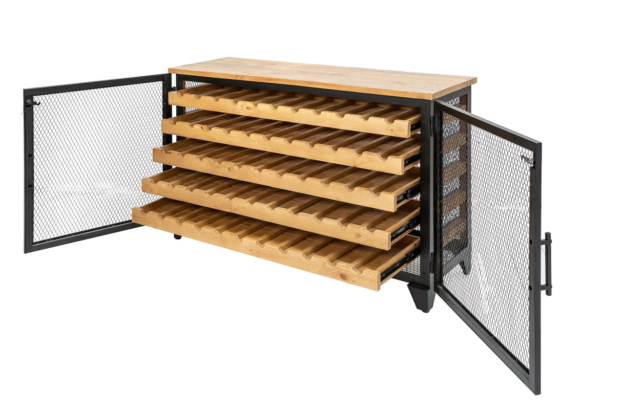 Wine cabinet BODEGA 130cm for 55 bottles pine wood natural