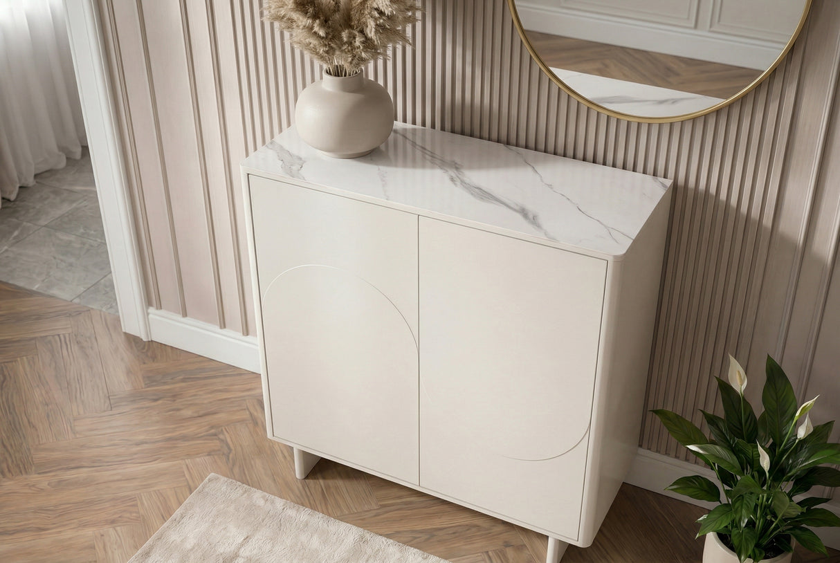Highboard SAVOY 130cm 3D w/ white marble ceramic top