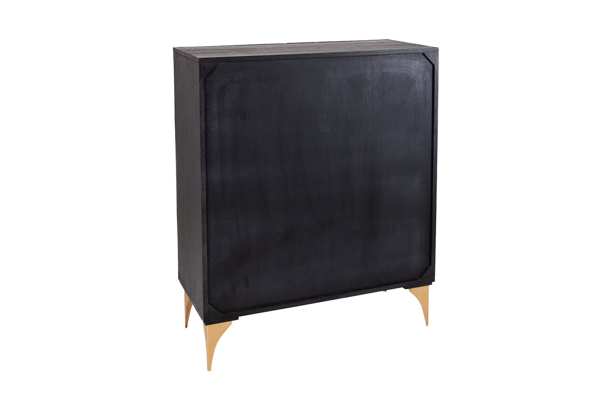 Highboard GOLDEN SUNSET 120cm 3D Mangoholz schwarz gold