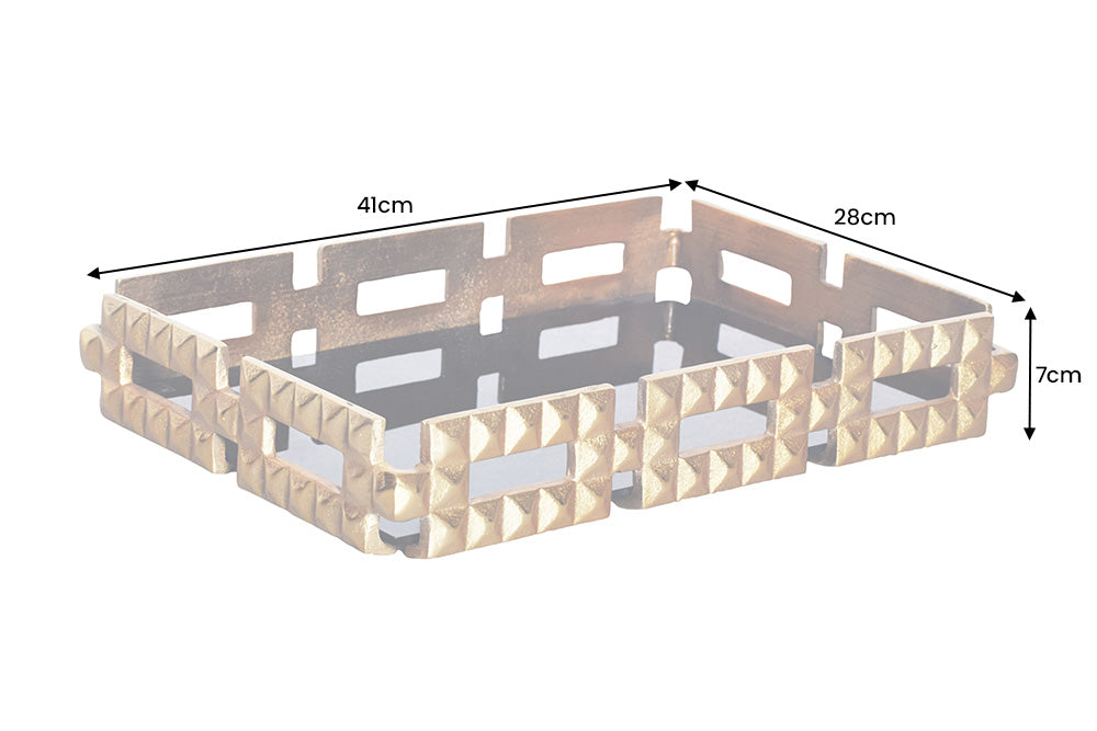 Tray VARIATION 40cm glas black aluminium gold