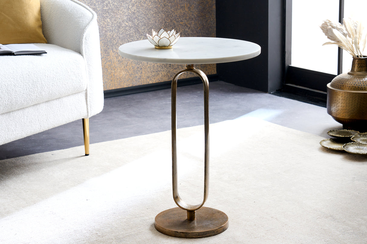 Side table ELEGANCE 60cm marble plate white