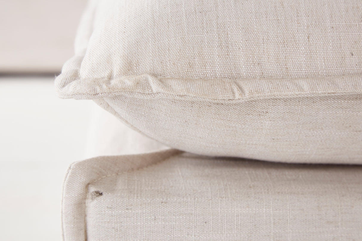Stool HEAVEN 100cm removable cover textured fabric linen natural