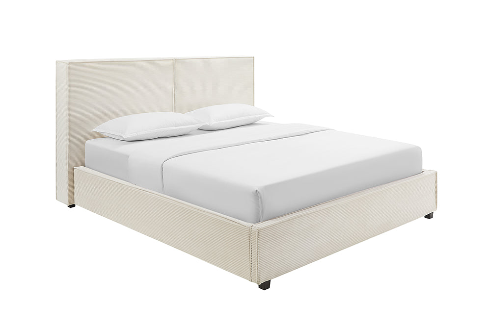 Bed ROCCO 180x200cm cord beige w/ storage space