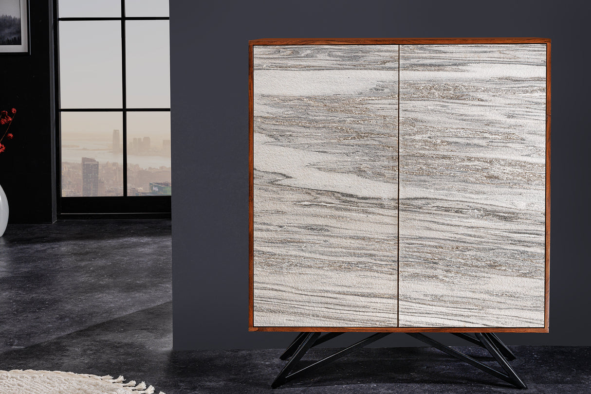 Highboard MOUNTAIN SOUL 120cm acacia natural stone look white grey