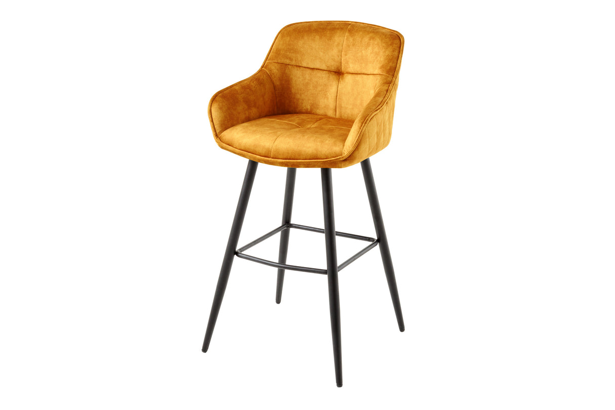Bar chair EUPHORIA 74cm velvet mustard yellow