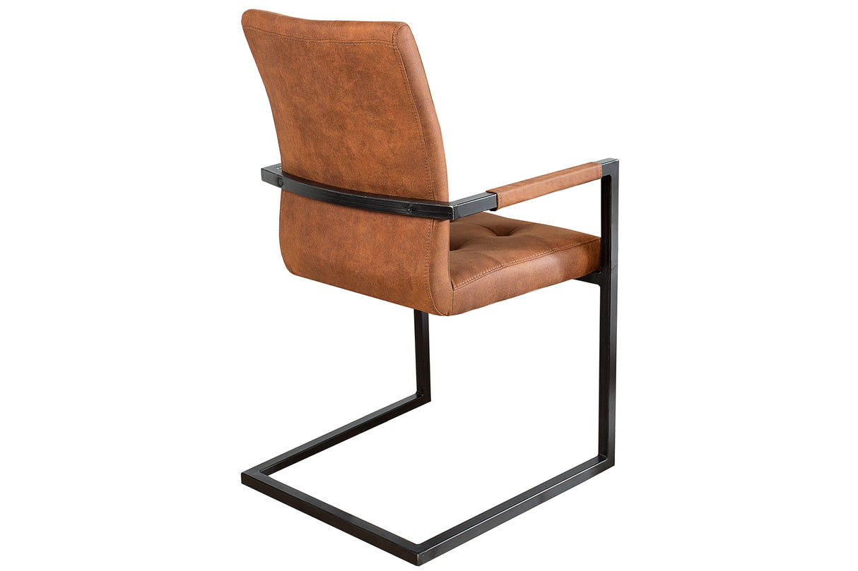Cantilever chair OXFORD with armrests microfibre vintage brown
