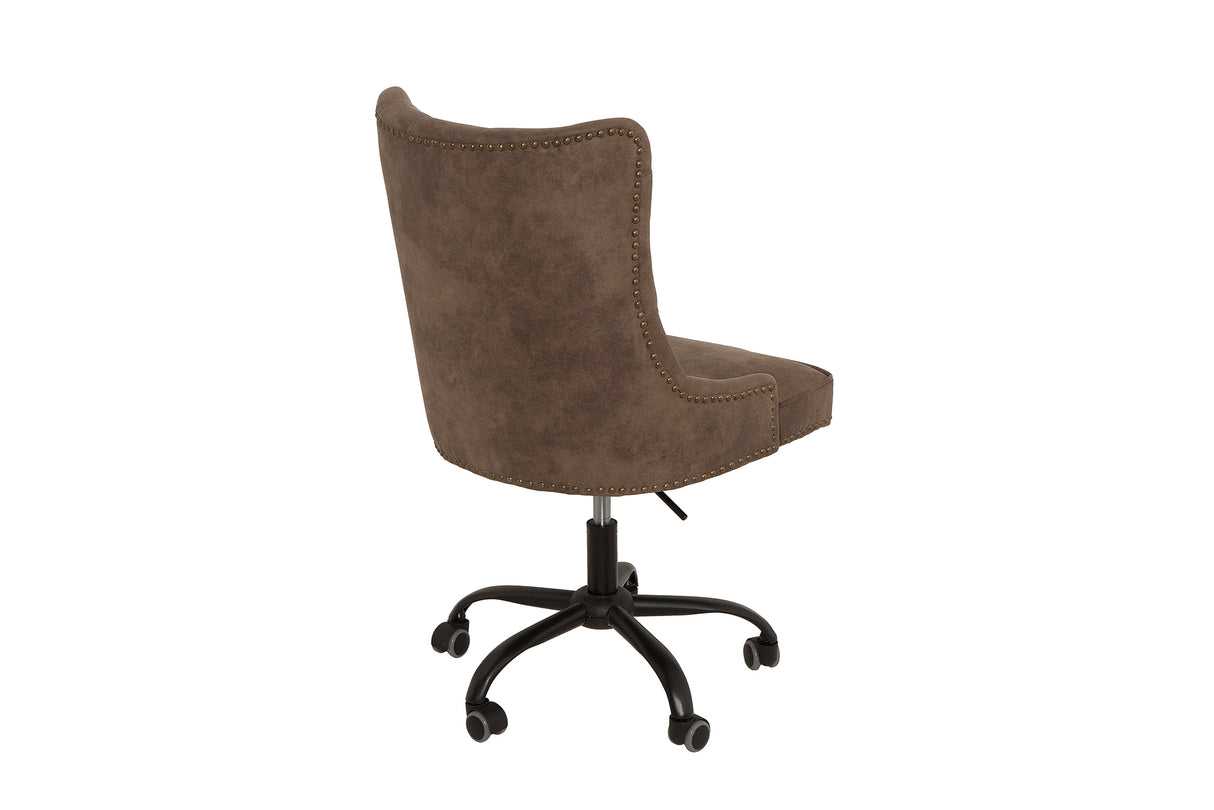 Bürostuhl VICTORIAN 49-57cm Mikrofaser braun im Chesterfield Stil