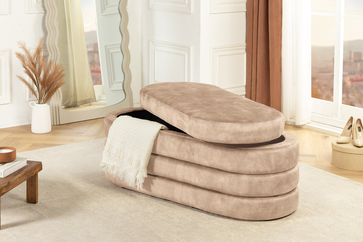 Bench chest VOQUE 115cm velvet champagne w/ storage space bench seat