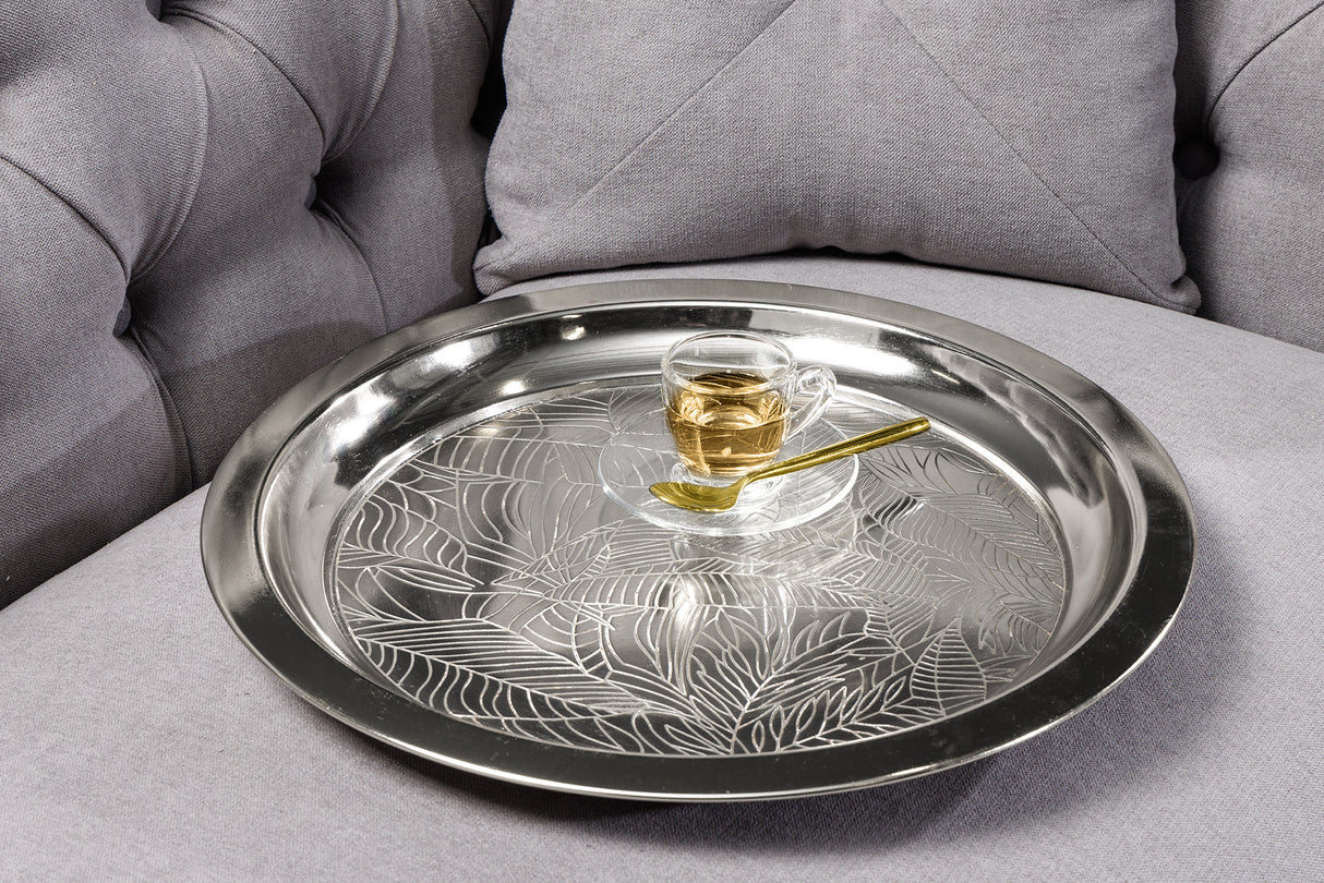 Beistelltisch CASABLANCA 50cm Antik Silber Hammerschlag Design abnehmbares Tablett