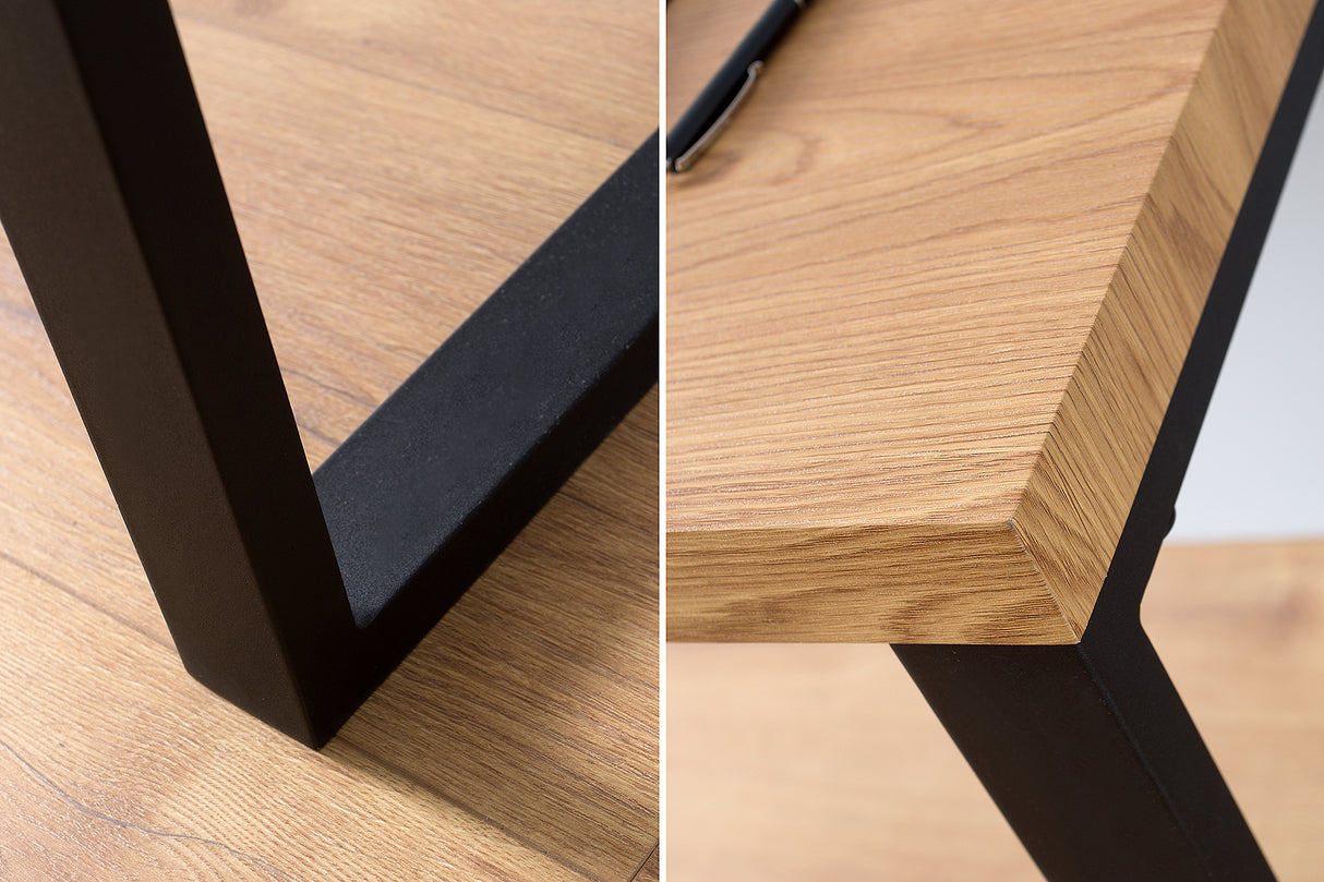 Büroschreibtisch OAK DESK 120cm Eiche schwarz Eisengestell