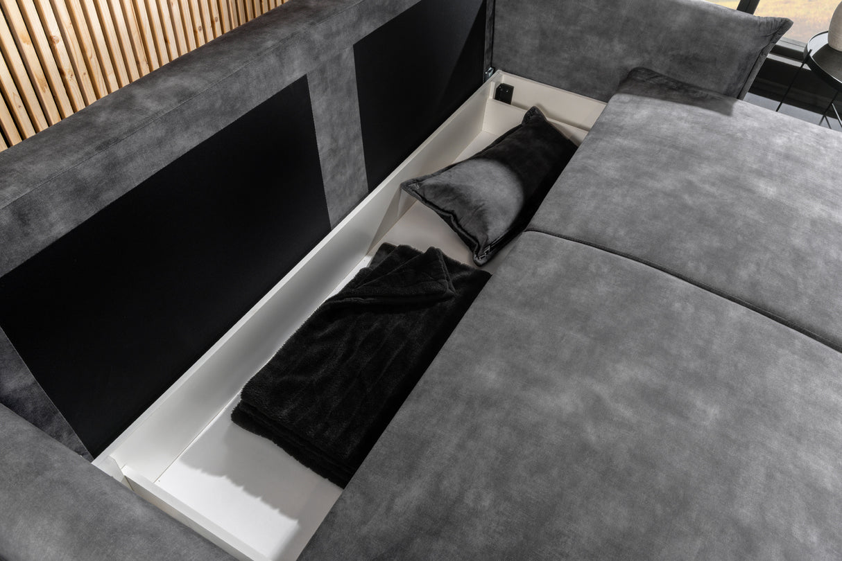Sofa bed APARTMENT 215cm 3-seater velvet grey