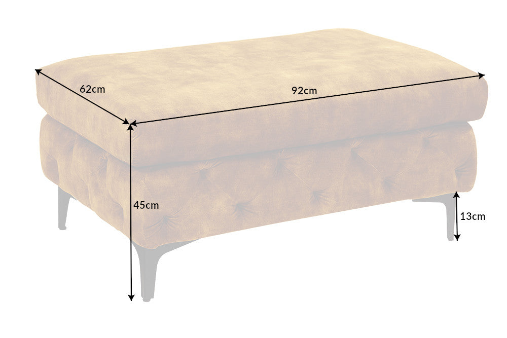 Stool MODERN BAROCK 90cm velvet mustard yellow in chesterfield style