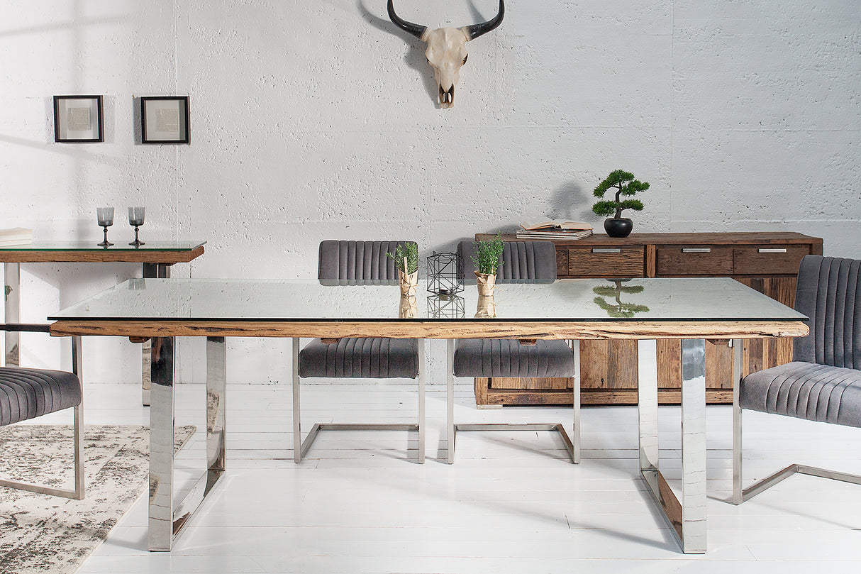 Dining table EUPHORIA BARRACUDA 240cm recycled massive 40mm teak wood w/o glass plate